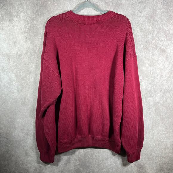 Vintage Eddie Bauer Sweater Mens Large Red Knit Fisherman Heavyweight Crew Neck - Picture 5 of 9